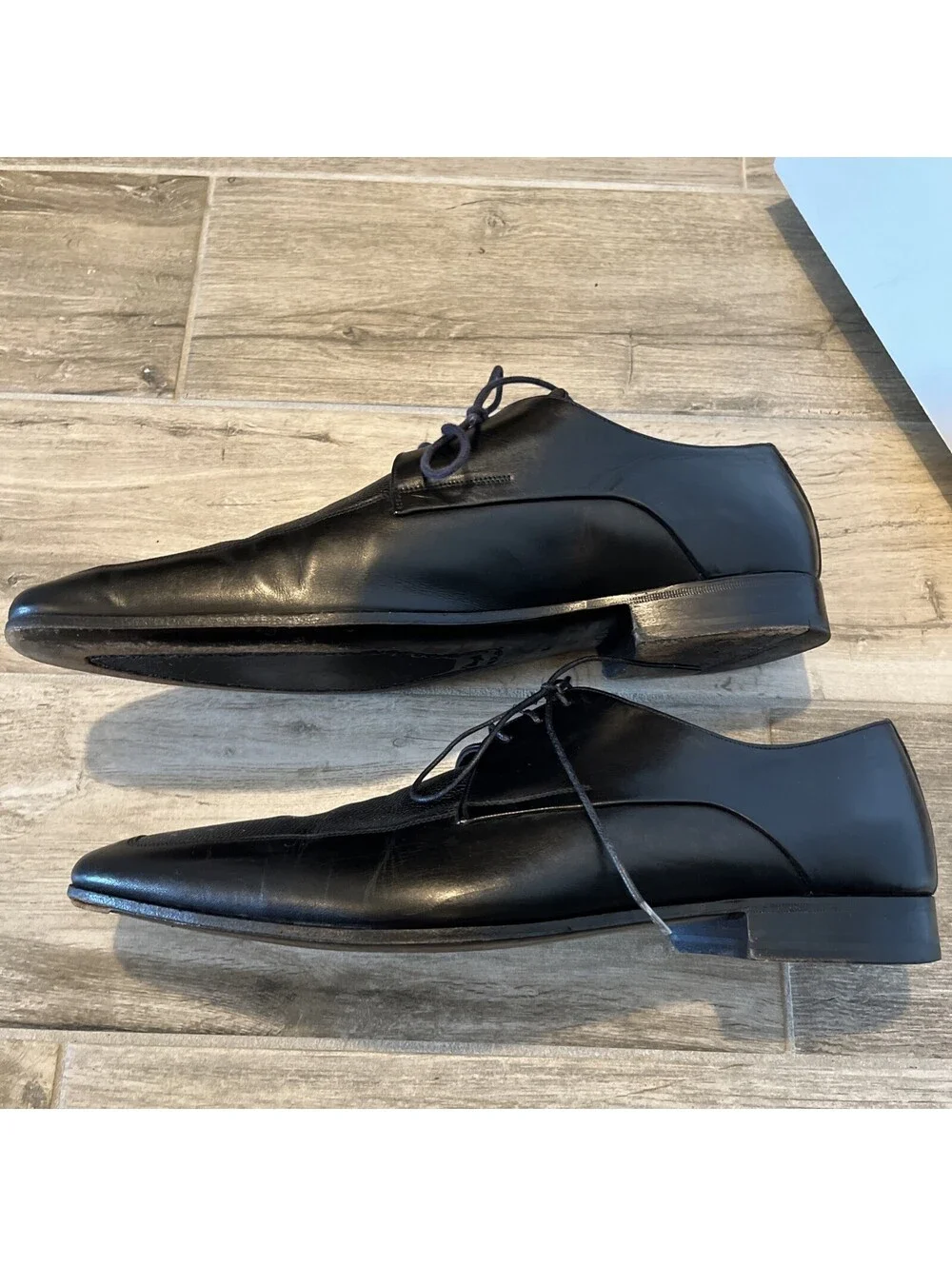 BRUNO MAGLI RENACIOLO MEN OXFORD PEBBLE BLACK LEATHER DRESS SHOES SIZE 13M ITALY